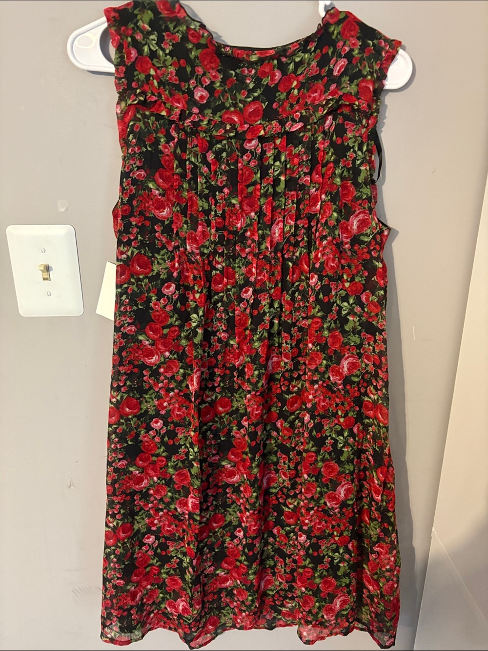 NWT Red Rose Print Sleeveless Shift Dress with Pockets Sz 12 - Picture 8 of 9